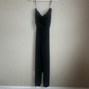 White House Black Market Cocktail Strapless Jumpsuit Wide Leg Black Size S NWOT